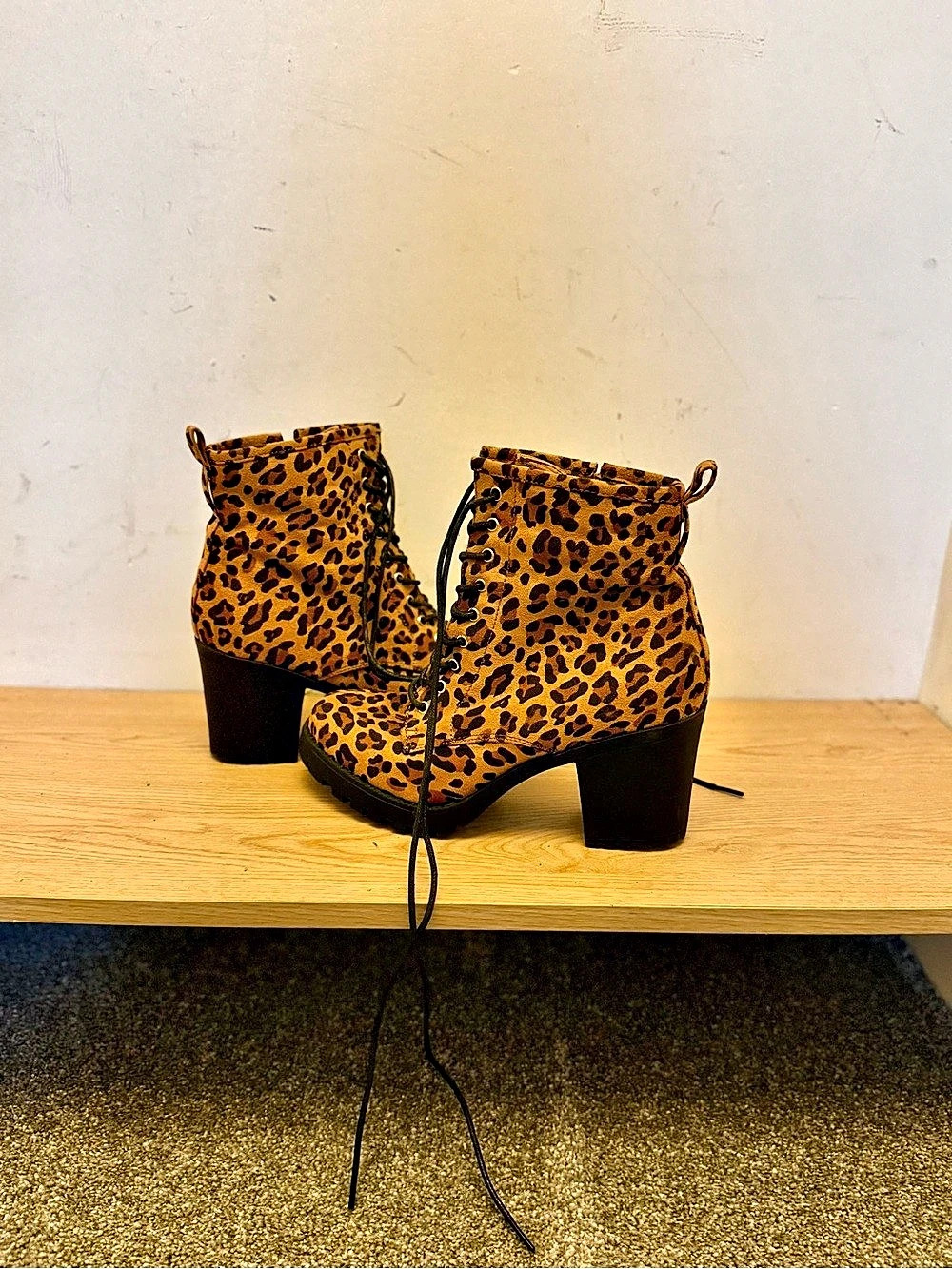 Leopard Print Ankle Boots US 10